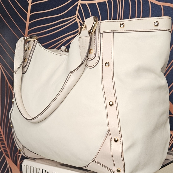 COLE HAAN Gray Leather Tote - Picture 2 of 13